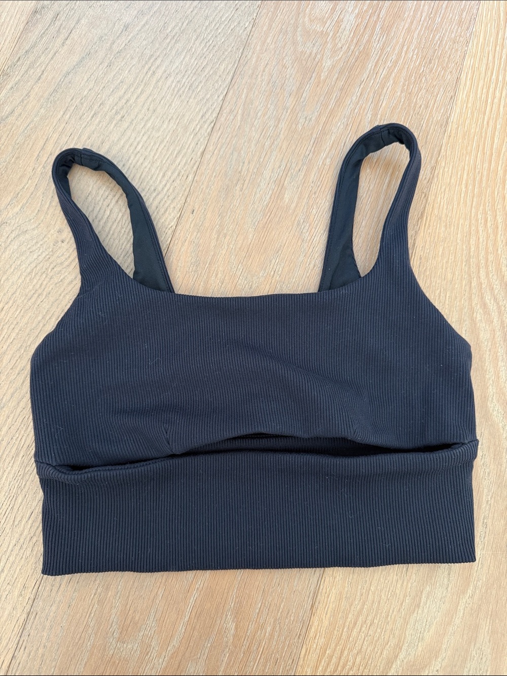 ALO Yoga Black Ribbed Wireless Crop Bralette